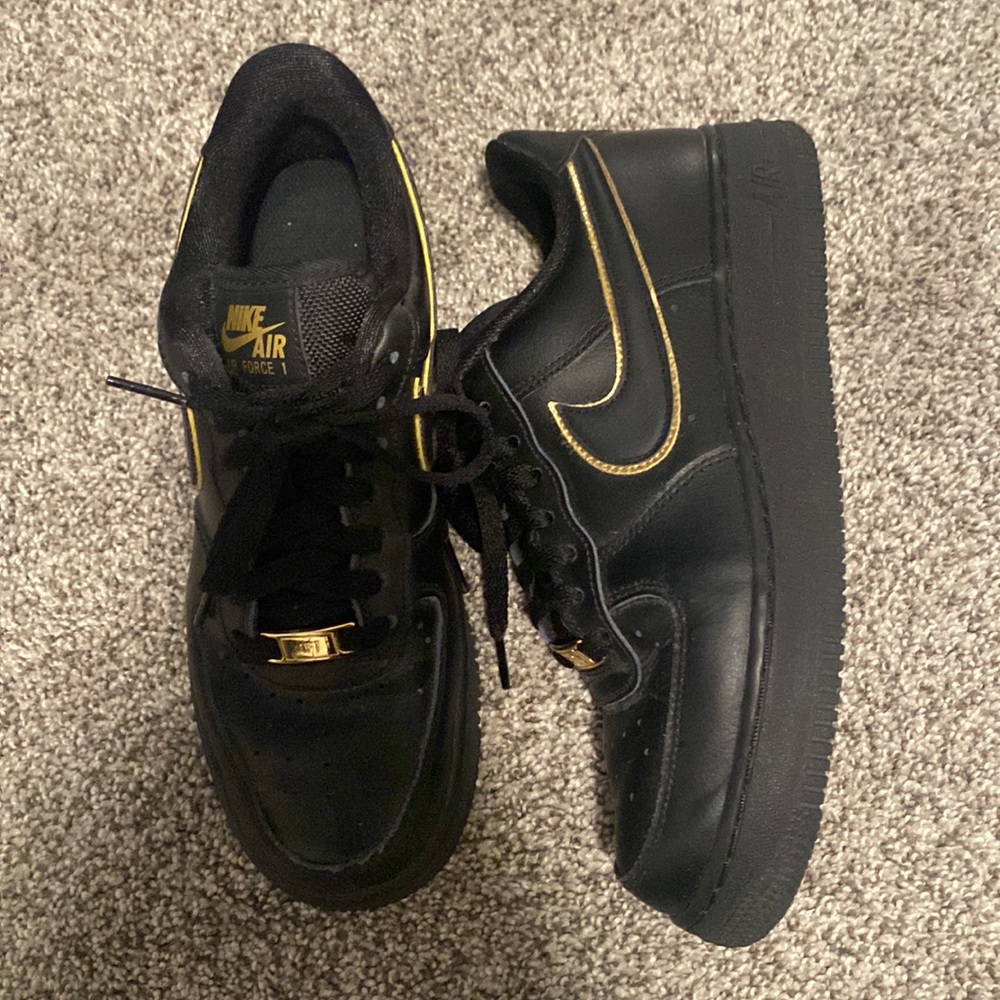 NIKE AF1 gold and black custom shoes!
